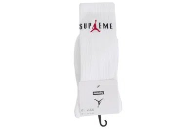 Pre-owned Supreme Jordan Crew Socks White