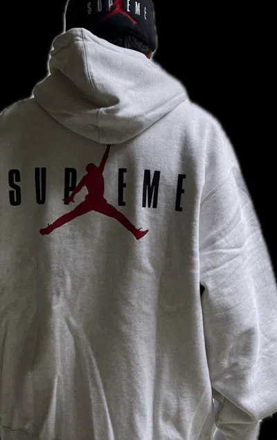 Pre-owned Supreme Jordan Hooded Sweatshirt Ash Grey Xl In Hand In Gray