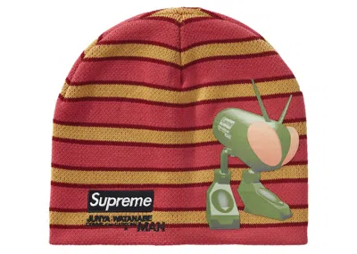 Pre-owned Supreme Junya Watanabe Cdg Man Beanie In Red Stripe