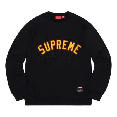 Supreme Kanji Logo Crewneck 'black Yellow'