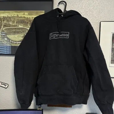 Pre-owned Supreme Kaws Chalk Logo Hoodie In Black