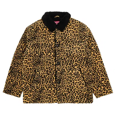 Pre-owned Supreme Kindermann Uncut Corduroy Car Coat 'leopard' In Brown