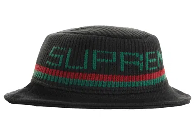 Pre-owned Supreme Knit Logo Crusher Hat In Black