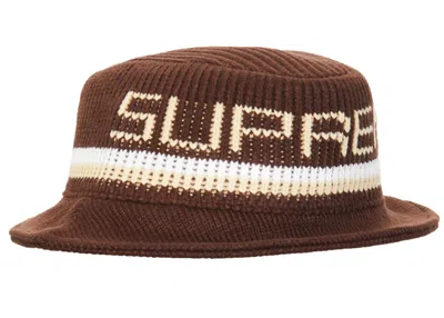 Pre-owned Supreme Knit Logo Crusher Hat In Brown