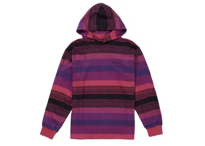 Pre-owned Supreme Knit Stripe Hooded Long Sleeve Top In Pink