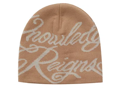 Pre-owned Supreme Knowledge Reigns Beanie In Tan