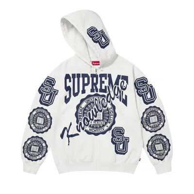 Pre-owned Supreme Knowledge Reigns Zip Up Hooded Sweatshirt 'white' | Men's Size L