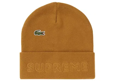 Pre-owned Supreme Lacoste Beanie In Gold