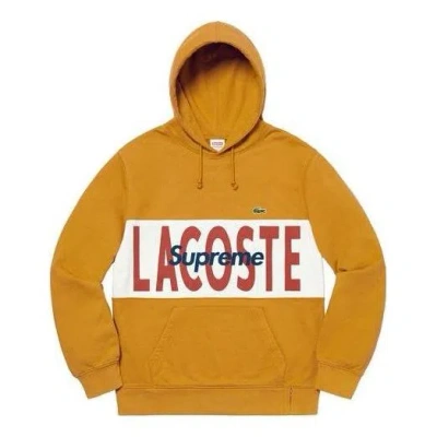Supreme Lacoste Logo Panel Hoodie 'gold'