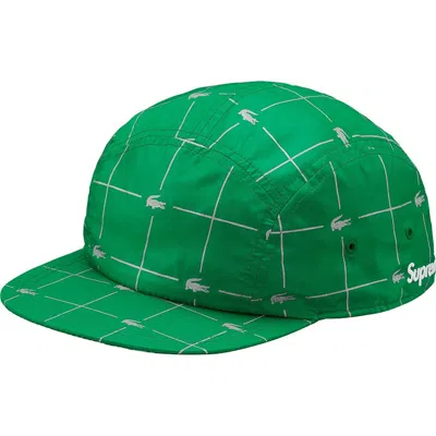 Pre-owned Supreme Lacoste Reflective Grid Nylon Camp Cap In Green