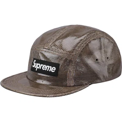 Pre-owned Supreme Laminated Box Weave Camp Cap In Black