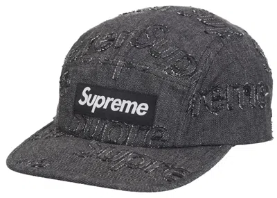 Pre-owned Supreme Lasered Denim Camp Cap In Black