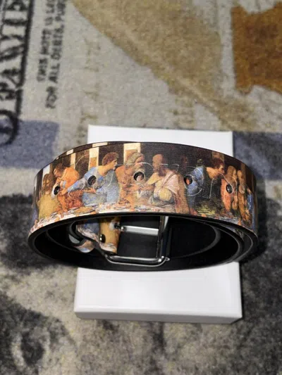 Pre-owned Supreme Last Supper Leather Belt (medium) In Multi