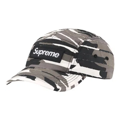 Supreme Layered Camo Camp Cap 'black White Grey' In Multi