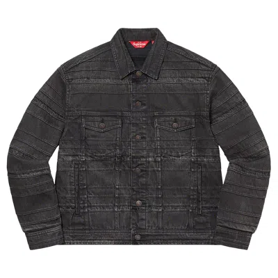 Pre-owned Supreme Layered Denim Trucker Jacket 'black'