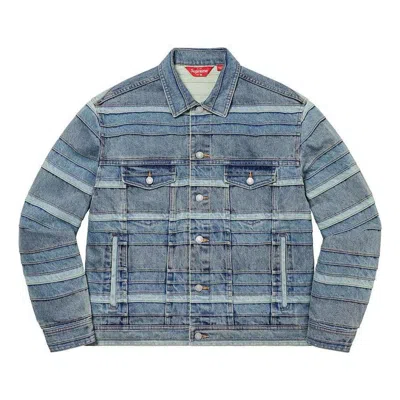 Supreme Layered Denim Trucker Jacket 'teal' In Blue