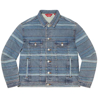 Pre-owned Supreme Layered Denim Trucker Jacket 'washed Blue'