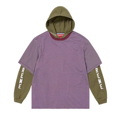 Pre-owned Supreme Layered Hooded Long-sleeve Top 'olive' In Green