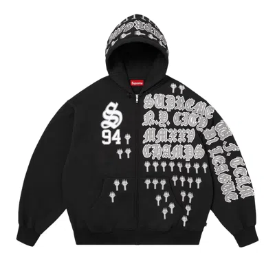 Pre-owned Supreme League Champs Zip Up Hooded Sweatshirt 'black' | Men's Size M