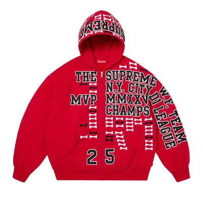Pre-owned Supreme League Champs Zip Up Hooded Sweatshirt 'red' | Men's Size Xl