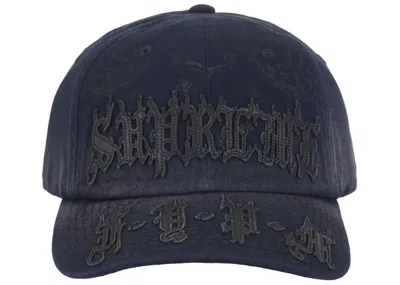 Pre-owned Supreme Leather Applique 6panel In Navy Blue