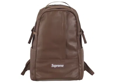 Pre-owned Supreme Leather Backpack In Brown
