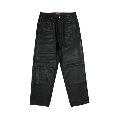 Pre-owned Supreme Leather Baggy 5-pocket Jean 'black'