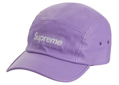 Pre-owned Supreme Leather Camp Cap In Lavender In Purple
