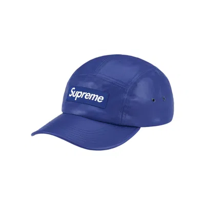 Pre-owned Supreme Leather Camp Cap 'royal' In Blue