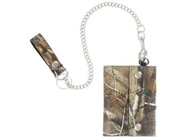 Pre-owned Supreme Leather Chain Wallet (fw25) In Realtree Hardwoods Camo In Multi