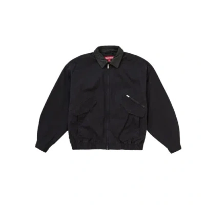 Pre-owned Supreme Leather Collar Utility Jacket Black Size: Extra Large