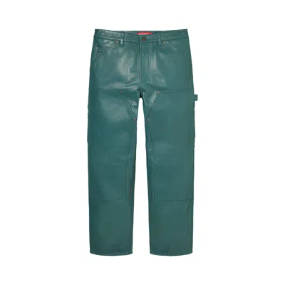 Pre-owned Supreme Leather Double Knee Painter Pant 'dusty Teal' | Men's Size 30 In Blue