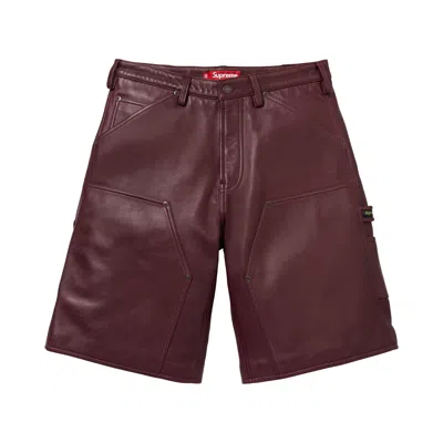 Pre-owned Supreme Leather Double Knee Painter Short 'burgundy' | Red | Men's Size 30