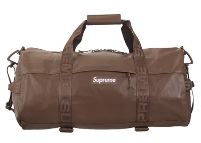 Pre-owned Supreme Leather Duffle Bag In Brown