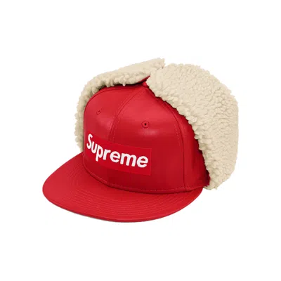 Pre-owned Supreme Leather Earflap Box Logo New Era 'red' | Men's Size 7.25