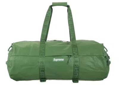 Pre-owned Supreme Leather Large Duffle Bag In Green