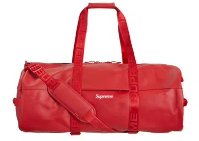 Pre-owned Supreme Leather Large Duffle Bag In Red