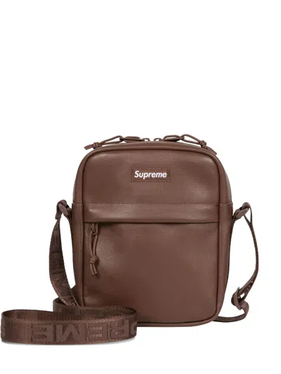 Supreme Leather Messenger Bag In Brown