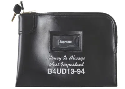 Pre-owned Supreme Leather Money Bag (fw25) In Black