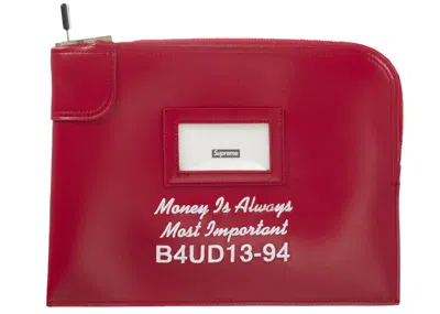 Pre-owned Supreme Leather Money Bag In Red