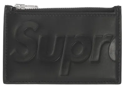 Pre-owned Supreme Leather Zip Card Holder In Black