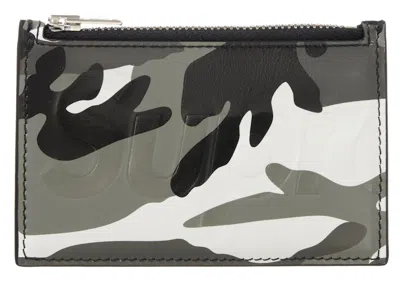 Pre-owned Supreme Leather Zip Card Holder In Snow Camo