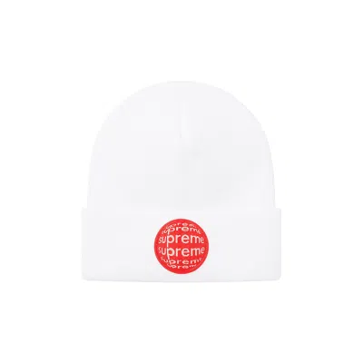 Pre-owned Supreme Lenticular Patch Beanie 'white'