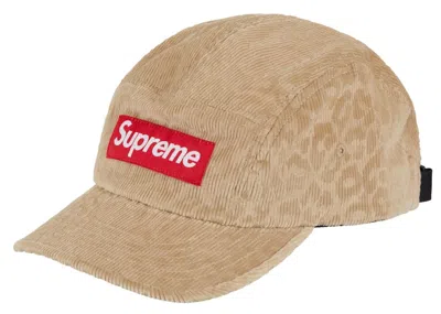 Pre-owned Supreme Leopard Corduroy Camp Cap In Beige