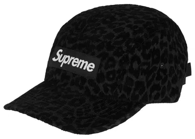 Pre-owned Supreme Leopard Corduroy Camp Cap In Black