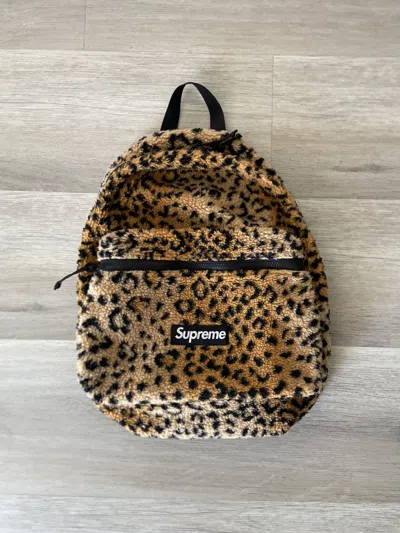 Pre-owned Supreme Leopard Fleece Backpack Fw17 Yellow