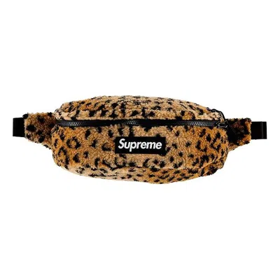 Supreme Leopard Fleece Waist Bag 'brown'