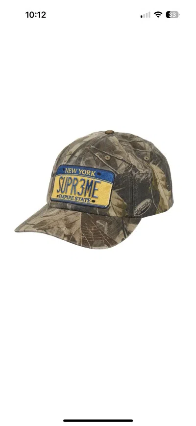 Pre-owned Supreme License Plate 6 Panel Camo Hat In Multi