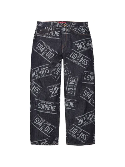 Supreme License Plate Baggy Jeans In 블루
