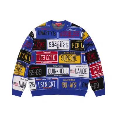 Pre-owned Supreme License Plate Sweater 'royal' | Blue | Men's Size M